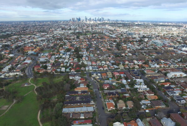 Aerial view of Moreland looking south towards CBD