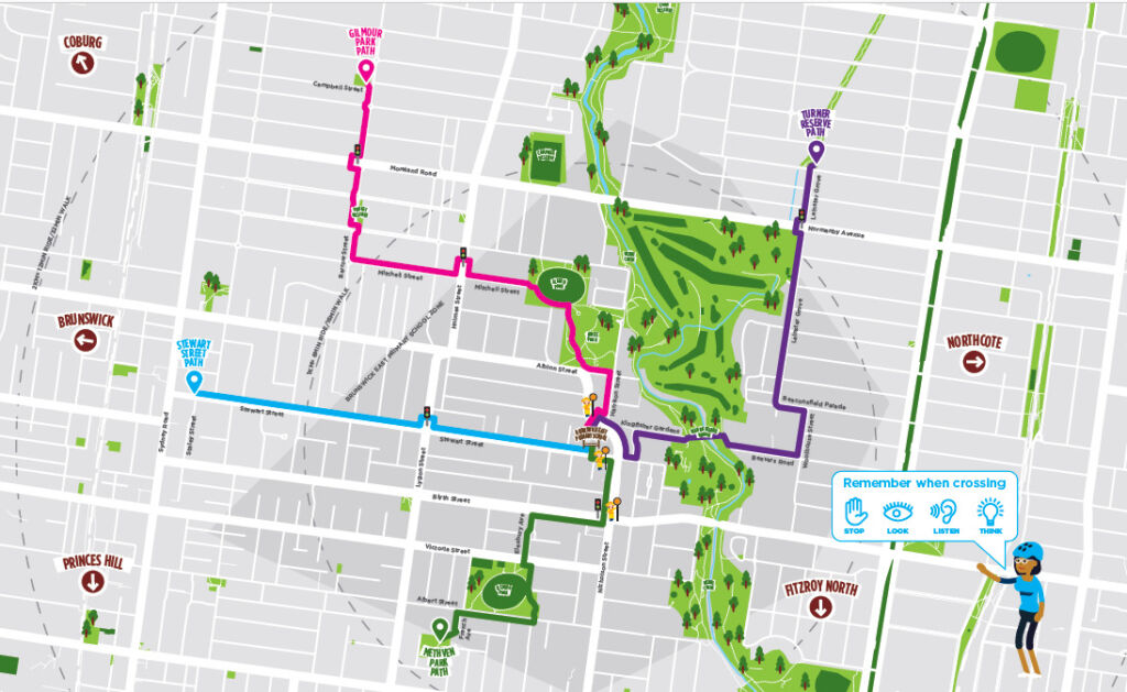 Brunswick East Primary School active paths map