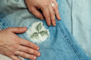 Photo of jeans with a patch on a hole