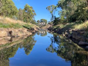 Image of waterway surrounded by banks and trees