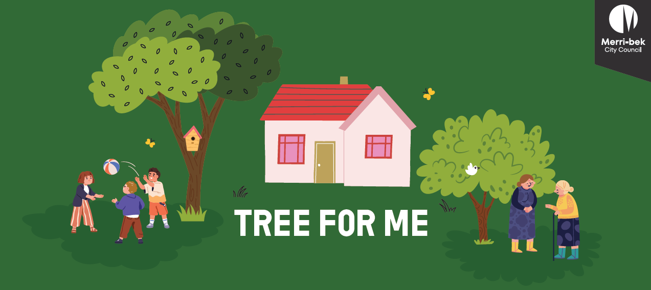 Image of a house, trees, and people.